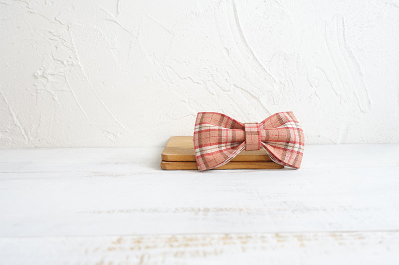 Chic Orange Checkered Dog Collar Set