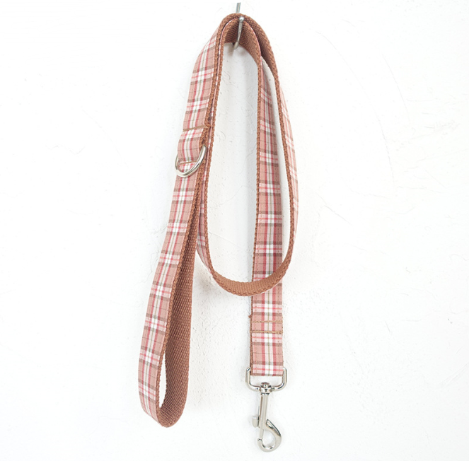 Chic Orange Checkered Dog Collar Set